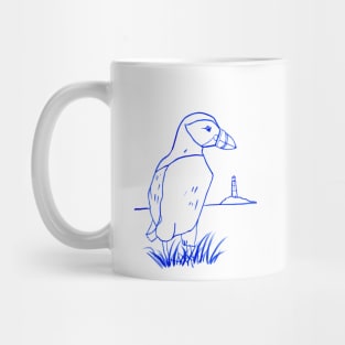 Watercolor Line Drawing Atlantic Puffin Mug